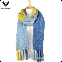 High Fashion Checked Loop Yarn Scarf with Fringes